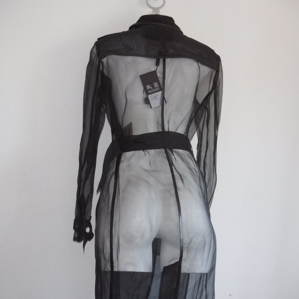 NWT BURBERRY BLACK SILK SHEER TRENCH COAT - Picture 6 of 15